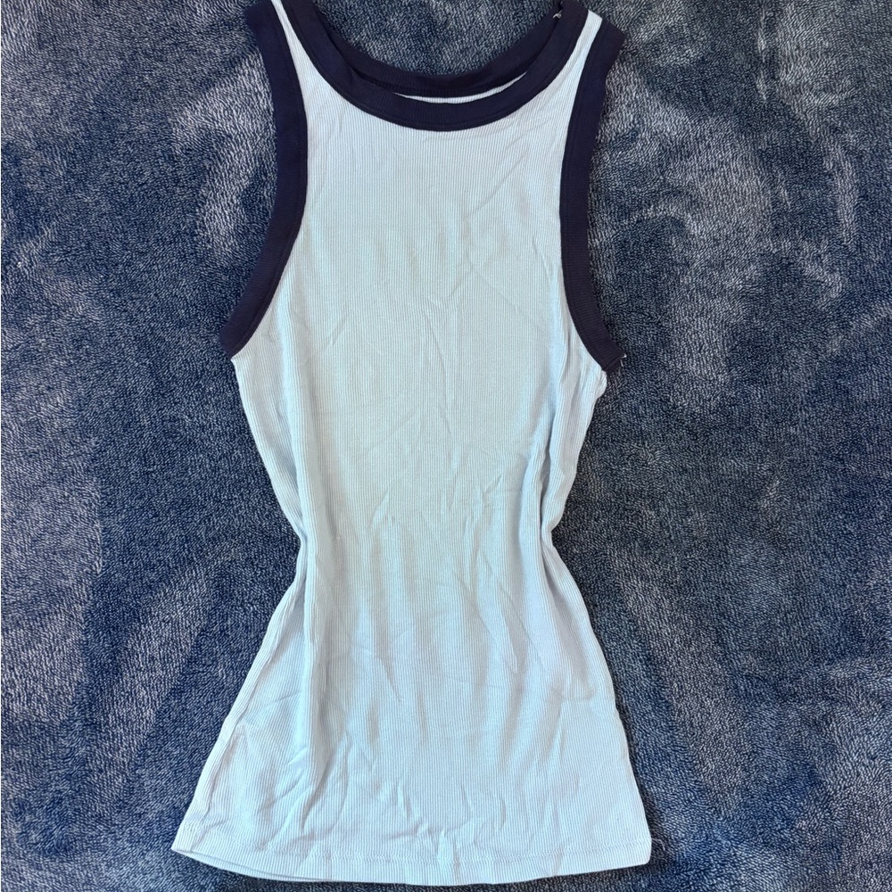 Elegant Sleeveless Tank Top - Black Trim on White